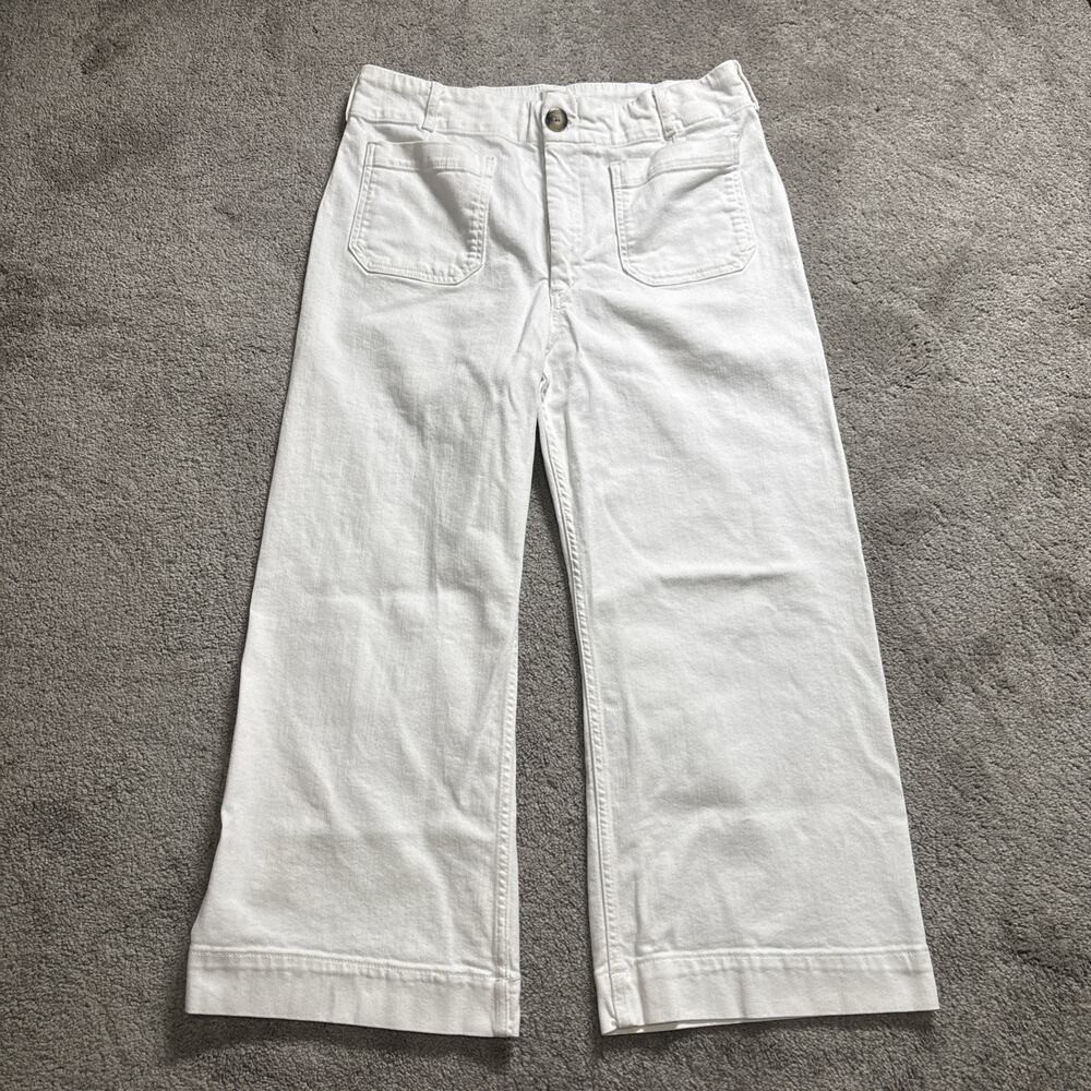 Maeve The Colette Pants Womens Size 32 White Wide Leg Crop Anthropologie